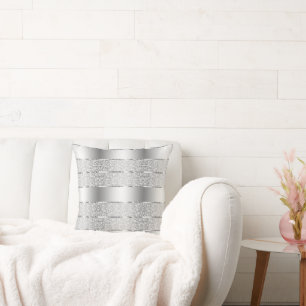 Silver en White Floral Pattern Kussen