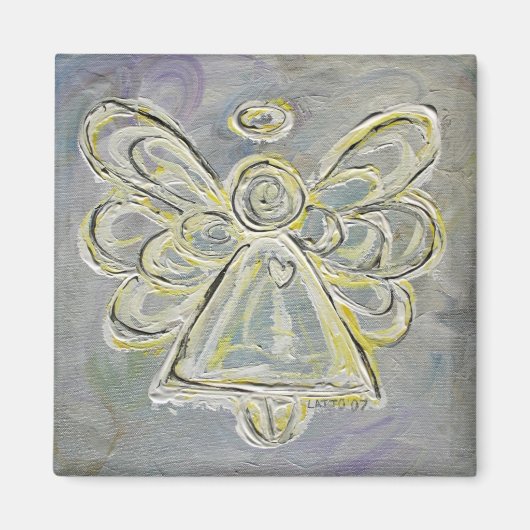 Silver en White Light Angel Magnet Magneet (Voorkant)