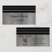 Silver- en zwarte minimalistisch visitekaartje (Voorkant / Achterkant)