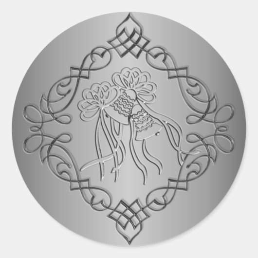 Silver Engraved Kijk Wedding Ronde Sticker (Voorkant)