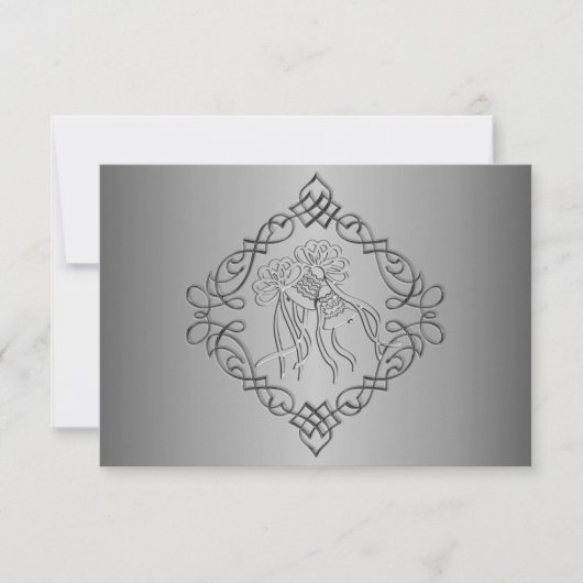 Silver Engraved Kijk Wedding RSVP (Voorkant)