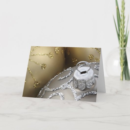 Silver et or chatoyants, une carte de Noël (Devant)