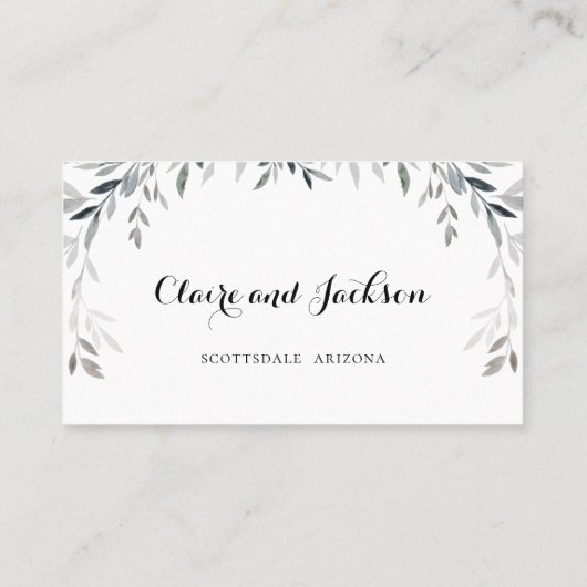 Silver Eucalyptu Greenery Wedding Carte en ligne R (Dos)