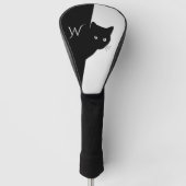 Silver Eyed Black Cat Initiaal Golfheadcover (Voorkant)