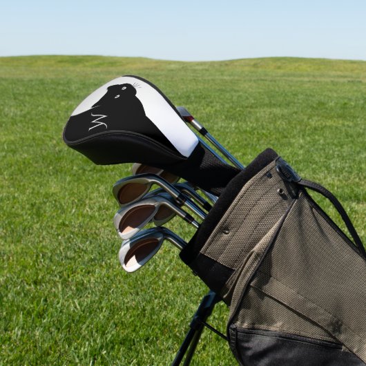 Silver Eyed Black Cat Initiaal Golfheadcover (Insitu)