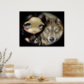 Silver Eyed Wolf ART PRINT gothic big eye fantasy (Keuken)