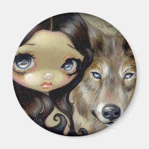 "Silver Eyed Wolf" magneet