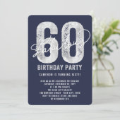 Silver Fabulous 60th Birthday Party Invite Kaart (Staand voorkant)