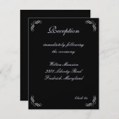 Silver Fairy Tale Reception Card (zwart) Kaart (Voorkant / Achterkant)