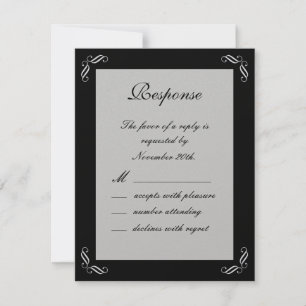Silver Fairy Tale RSVP (zwart) Kaartje