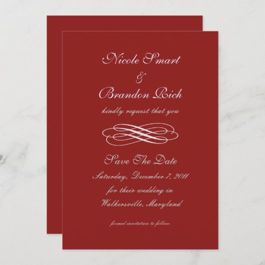 Silver Fairy Tale Save the Date (rood) (Voorkant / Achterkant)