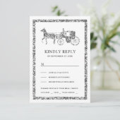 Silver Fairytale Princess Carriage Weduwschap RSVP Kaartje (Staand voorkant)