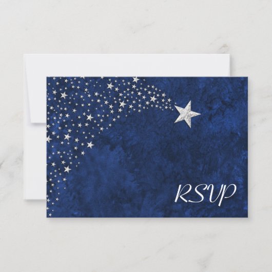 Silver Falling Stars RSVP Kaartje (Voorkant)