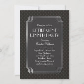 Silver Fans Art Deco Retirement Party Kaart (Voorkant)