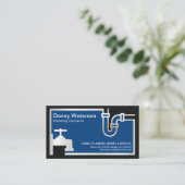 Silver Faucet Pipe Blue Flood Waters Plumber Visitekaartje (Staand voorkant)