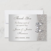 Silver Faux Bow & Diamonds Hartelijk dank Bedankkaart (Achterkant)