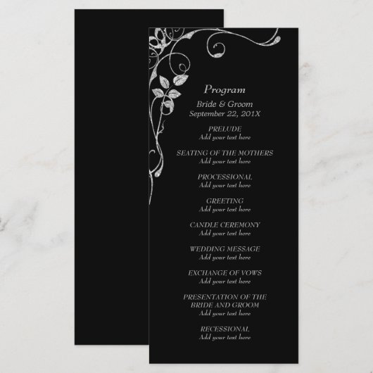 Silver Faux Diamond Programme de mariage frontalie (Devant / Derrière)