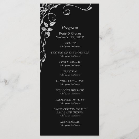Silver Faux Diamond Programme de mariage frontalie (Devant)