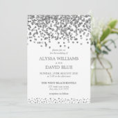 Silver Faux Foil Confetti Elegant Wedding Kaart (Staand voorkant)