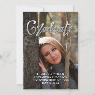Silver Faux Foil Faire-part de graduation photo