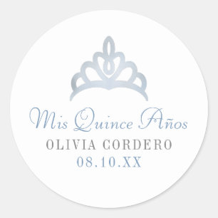 Silver Faux Folie Tiara Quinceañera Ronde Sticker