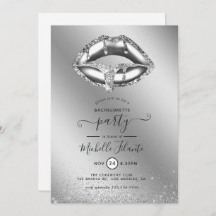 Silver Faux Glitter Bachelorette Party Kaart