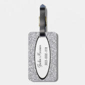 Silver Faux Glitter Bagagelabel (Achterkant verticaal)