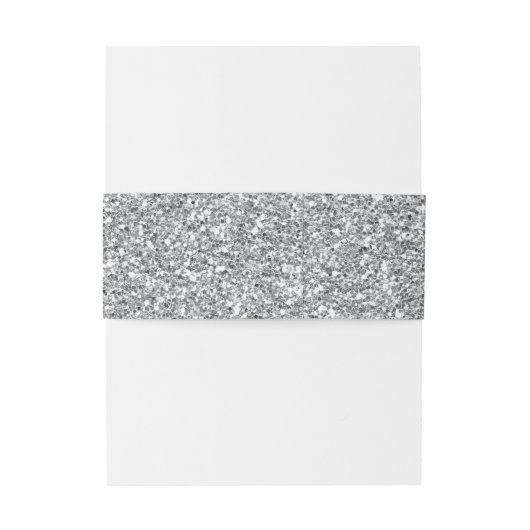Silver Faux Glitter Belly Band Uitnodigingen Wikkel (Achterkant Voorbeeld)