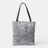 Silver Faux Glitter Bokeh Sparkles Monogram Draagtas (Achterkant)