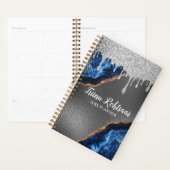 Silver Faux Glitter Glam Bling Personalized Metal Planner (Display)