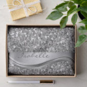 Silver Faux Glitter Glam Bling Personalized Metal Tissuepapier (Geschenk)
