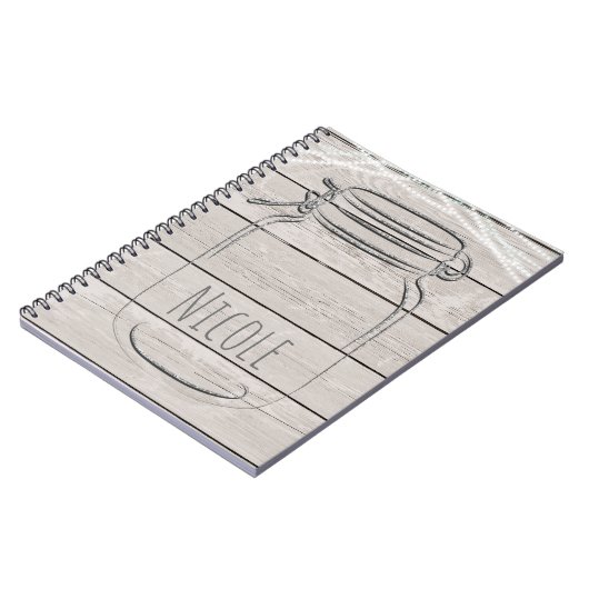 Silver Faux Glitter Mason Jar Sparkle Rustic Glam Notitieboek (Linkerzijde)