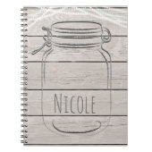 Silver Faux Glitter Mason Jar Sparkle Rustic Glam Notitieboek (Voorkant)