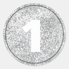 Silver Faux Glitter Nummer Tekst Sjabloon Stickers