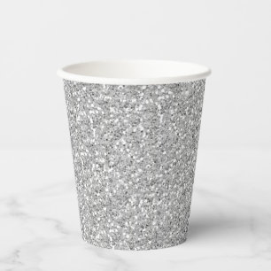 Silver Faux Glitter Pink Paper Cups Papieren Bekers
