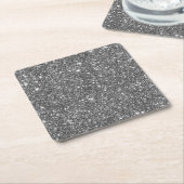 Silver Faux Glitter Shining Pattern Bling Vierkante Kartonnen Onderzetter (Schuin)