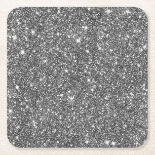 Silver Faux Glitter Shining Pattern Bling Vierkante Kartonnen Onderzetter