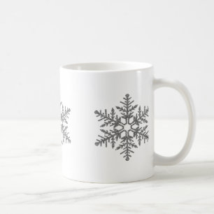 Silver Faux Glitter Snowflake Koffiemok