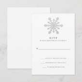 Silver Faux Glitter Snowflake Wedding RSVP Kaartje (Voorkant / Achterkant)