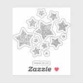 Silver faux glitter sparren Black White Stars Sticker (Vel)