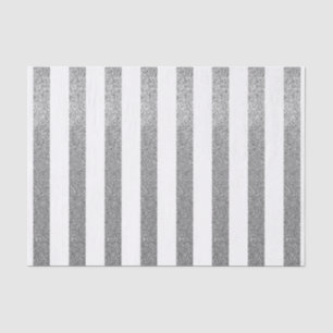 Silver Faux Glitter Striped Tissue Paper Tissuepapier