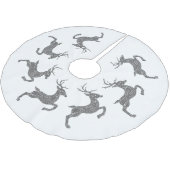 Silver Faux Glitter Texture Jumping Deer Shape Kerstboom Rok (Gekanteld)