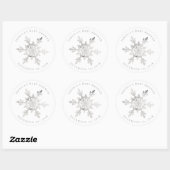 Silver Faux Glittery Snowflake Kerstmis Ronde Sticker (Vel)