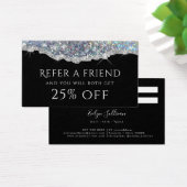 Silver faux iridescent glitter verwijzingskaart visitekaartje (Bureau)