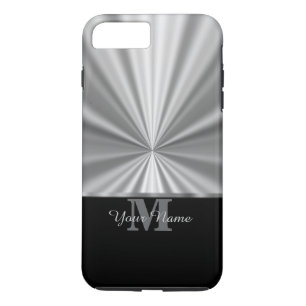 Silver faux metallisch zwart monogram 	iPhone 8 plus / 7 plus hoesje