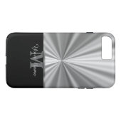 Silver faux metallisch zwart monogram Case-Mate iPhone case (Achterkant (Horizontaal))