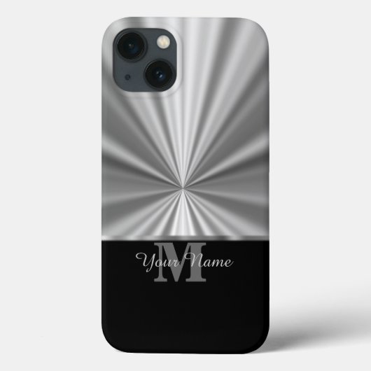 Silver faux metallisch zwart monogram Case-Mate iPhone case (Achterkant)