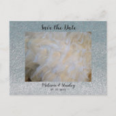 Silver Faux Sparkle sparen de Datum Aankondigingskaart (Voorkant)