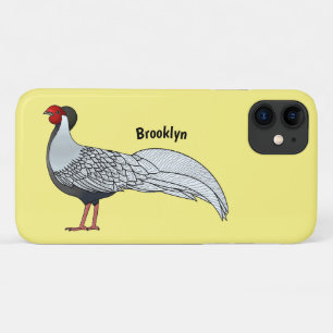 Silver Fheasant bird cartoon-illustratie iPhone 11 Hoesje