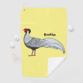Silver Fheasant bird cartoon-illustratie Golfhanddoek (Insitu)